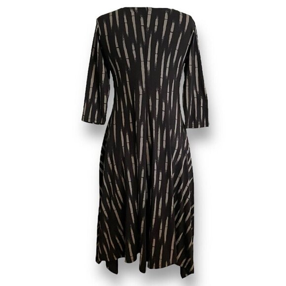 MxM by Matthildur Womens Dress XS Black Gray Stripe Midi Lagenlook Minimalist - Picture 6 of 8